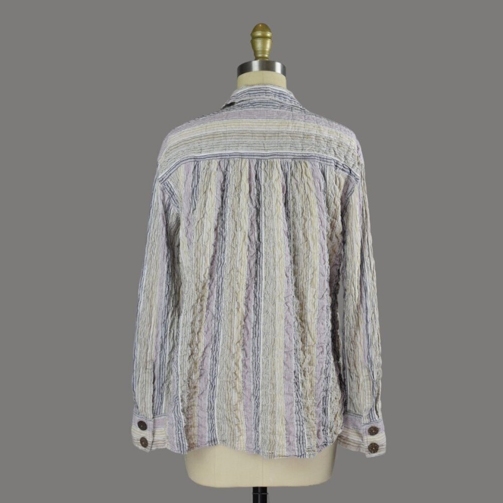 FREE PEOPLE HIGH TIDE PURPLE STRIPED OVERSIZED SHIRT - Picture 6 of 9